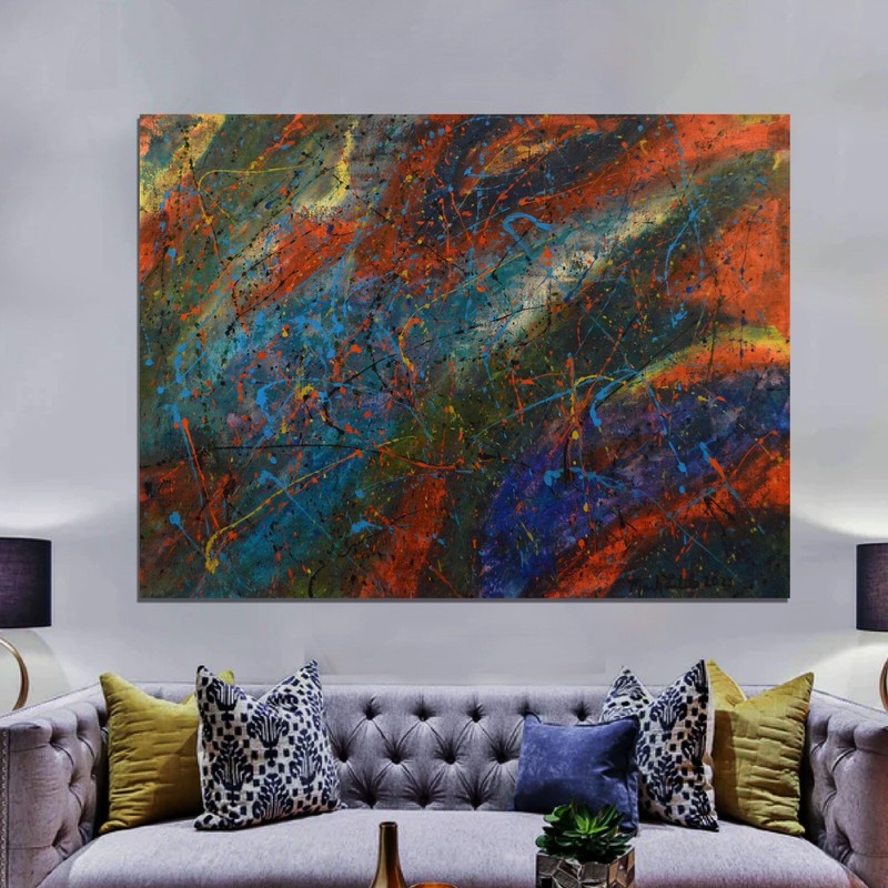 Jackson Pollock style￼ Profession￼al Painting 81” X 62”(6ft 9in)Abstract Modern gallery