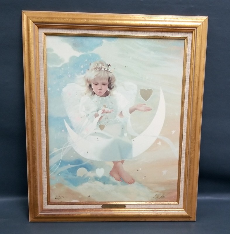 Donald Zoland Gold Wood Framed Canvas Print Love Song Angel Signed in Gold