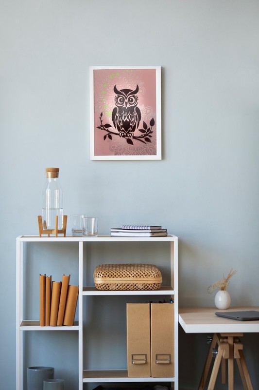Original Boho Owl & Moon Painting – Mystical Quote Canvas Wall Art 12x16 gallery