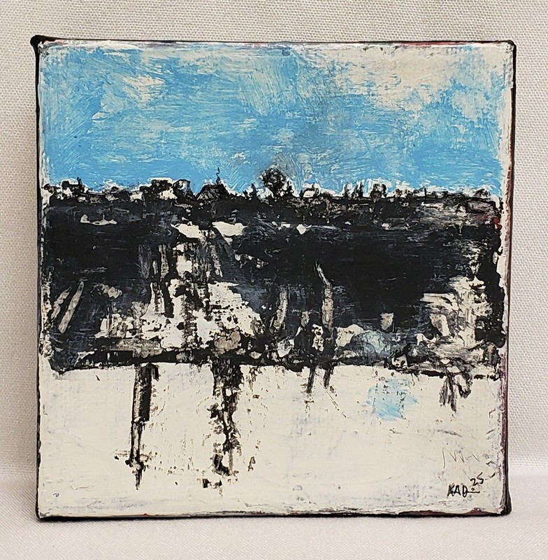 Minimal Abstract Landscape Painting Original Mini Canvas No. 666 K.A. Davis