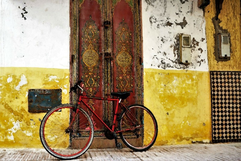 Morocco Street Scene Poster Print - Enhanced Watercolor Art - FREE FAST SHIPPING