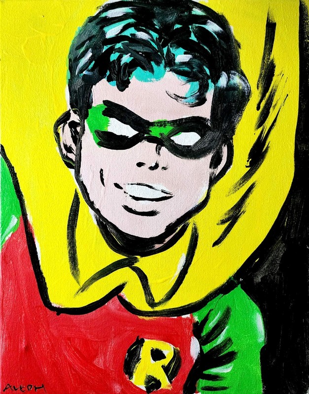 Original Abstract Painting Robin Canvas Neo Expressionist Fine Art Decor 11x14 gallery