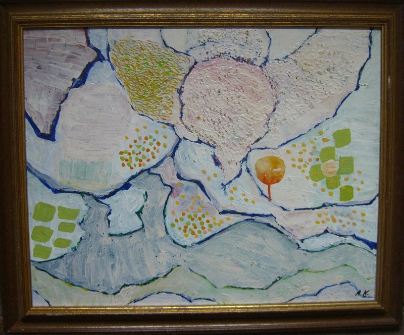 Oil painting Abstract Composition Flowers Botany Modern Art Monogr. A.K.