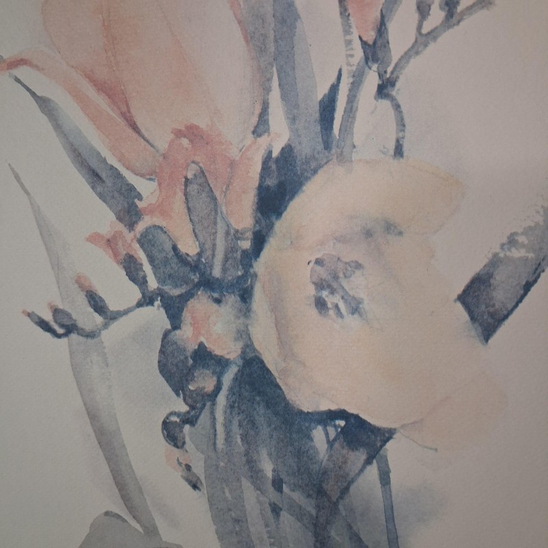 Rosalie Oertle Floral Watercolor Painting Signed Framed Matted Large Wall Art gallery