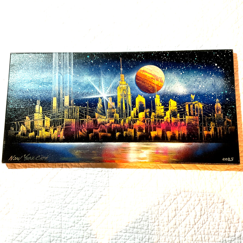 New York City landscape acrylic PAINTING signed hand painted original cityscape