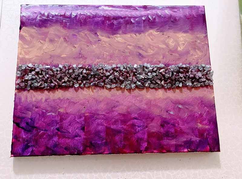 Original Abstract Art on Canvas Purple With Stones Relaxing Home Decor