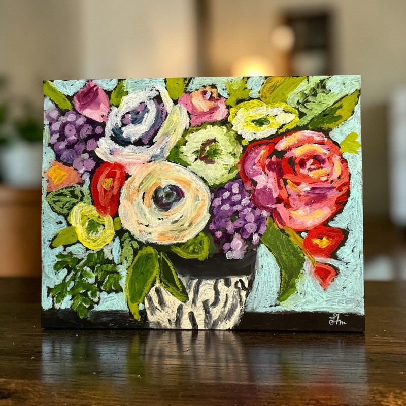 Original Floral Oil Painting 11x14 Signed Colorful Flowers Still Life gallery