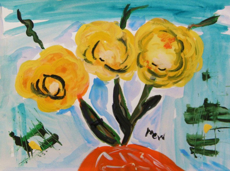 ORIGINAL FLOWERS Mary Carol Williams Naive Art Outsider Folk MCW Primitive