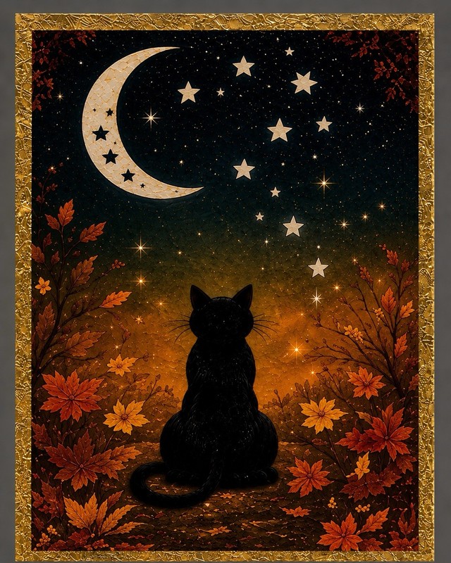 ACEO Limited Edition Print Set Four Seasons Cat Art 3.5x2.5 gallery