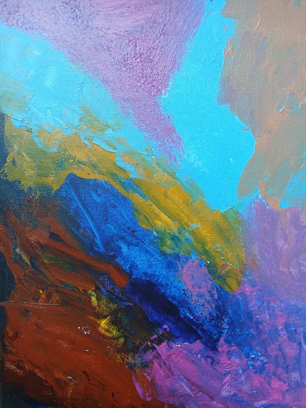 Abstract/Impressionism 9×12 Tropical Vibe Handmade Signed Colorful ART Painting