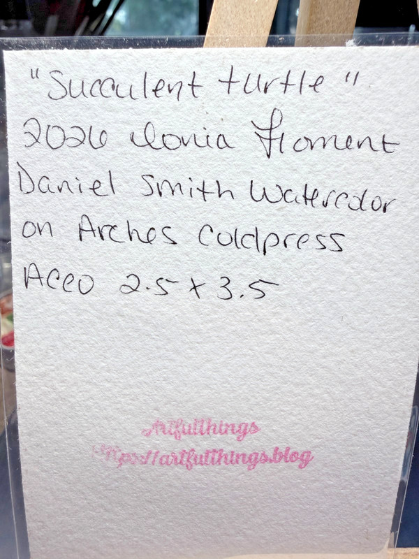 ACEO Original OOAK Signed (Not a Print) "Succulent Turtle" Animal Plant Hybrid gallery