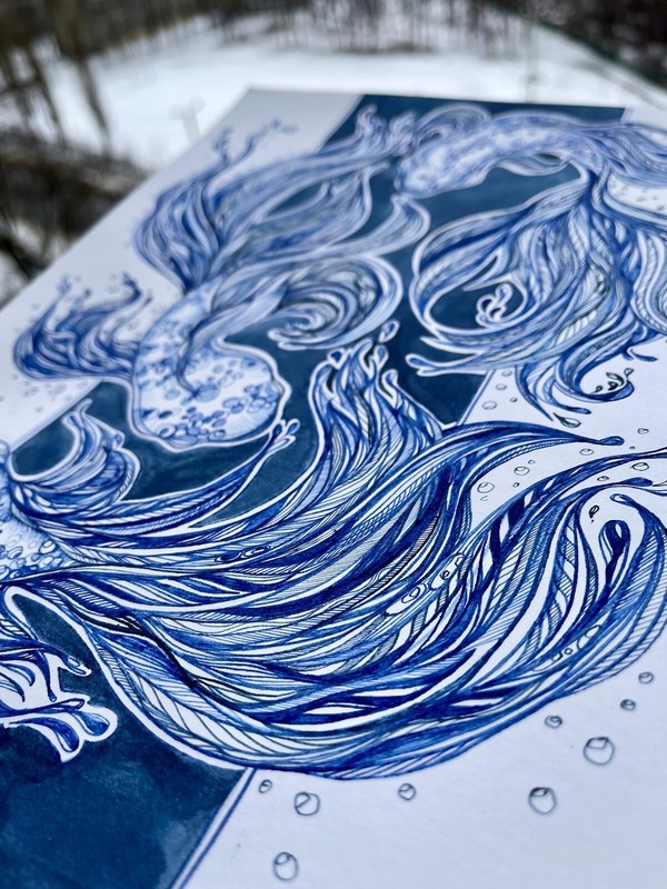 "Pisces of Happiness" is the original Ink graphics of the Ukrainian artist gallery