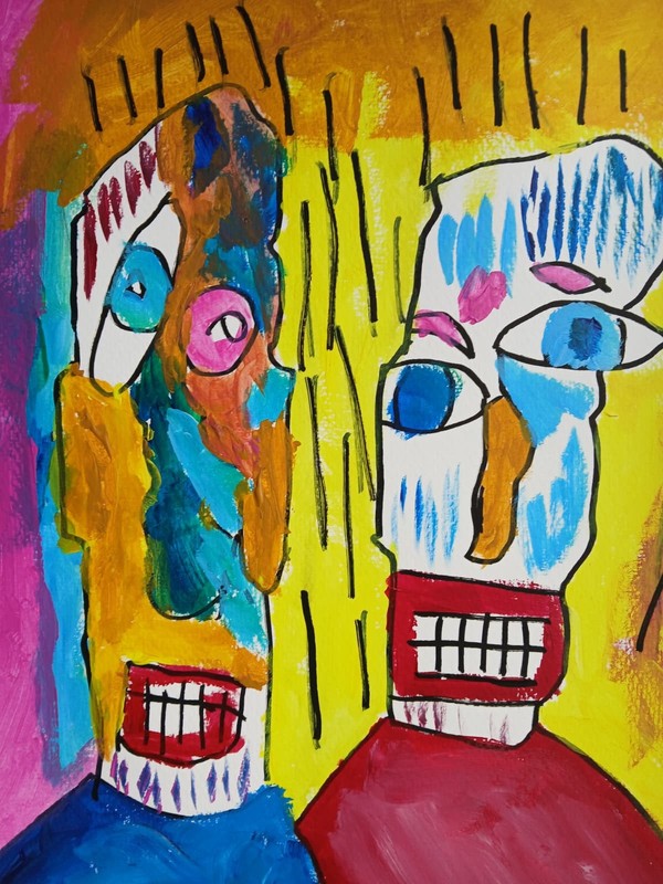 Expressionism/Abstract These Two 11x14 Signed Colorful Hand Made Art Painting gallery