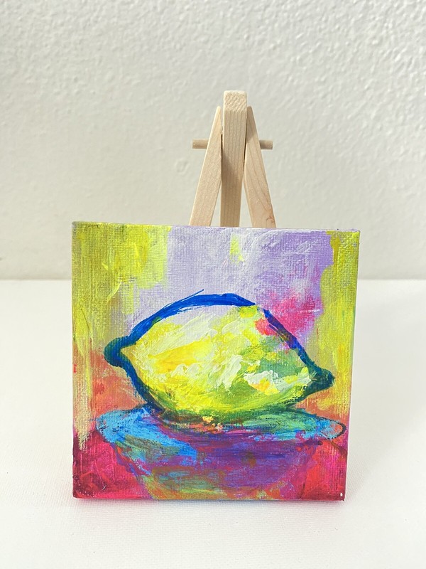 4x4 Canvas With Easel Lemmon Fruit Acrylic painting gallery