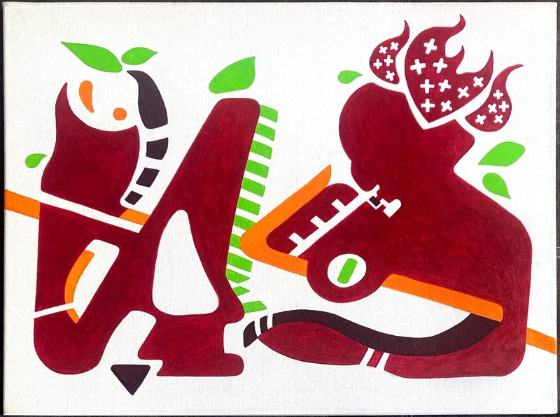Conversation – Original Abstract Acrylic Painting by Phil Jordan