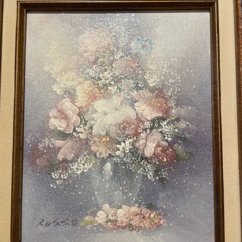 Original Oil On Board Framed Bouquet Signed RUSSO 8×10, 16x 18 W/ Frame