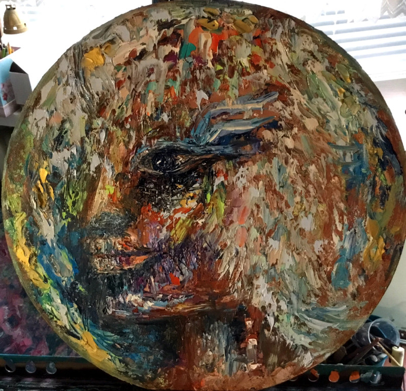 Fantasy woman original oil painting on round canvas,one if a kind art