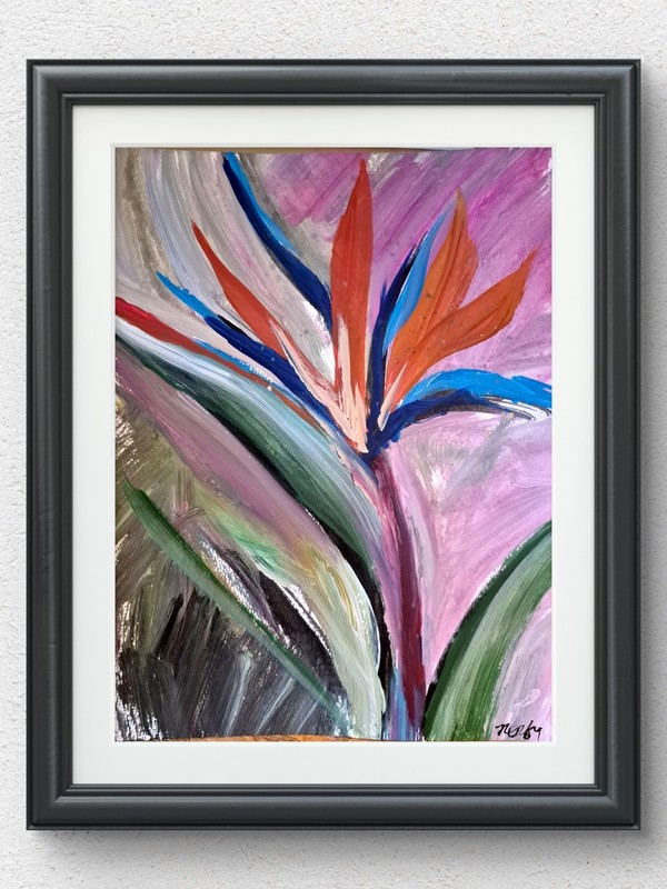 Original Abstract 11×14 Acrylic Botanical Art Signed Lush Floral Home Decor P236