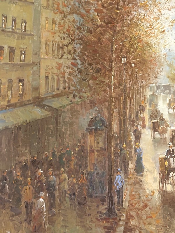 T E Pencke original oil painting on board “Paris scene” Large gallery