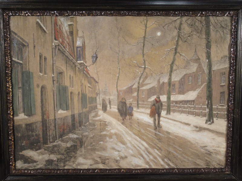 ANTIQUE "FERDINAN WILLAERT" PASTEL PAINTING, BELGIUM IMPRESSIONISM, c.1890-1900 gallery