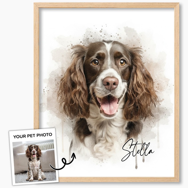 Custom Watercolor Pet Portrait from Photo, Personalized Dog & Cat Art