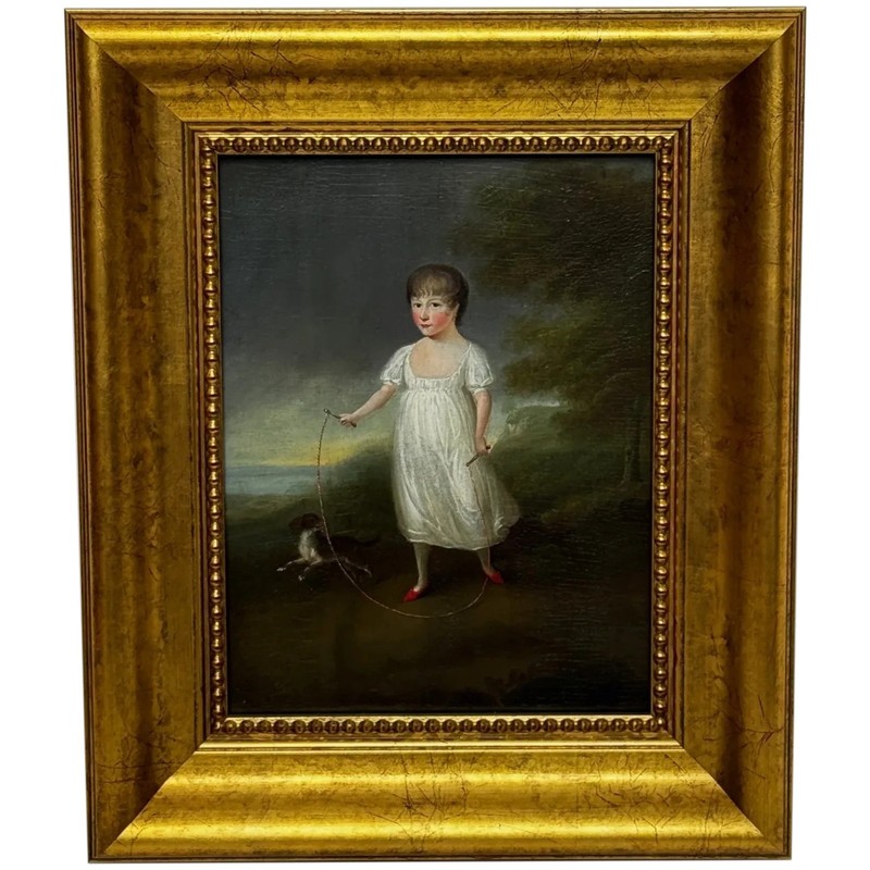 Portrait Painting Louisa Cooke With Mr Quiz In The Manner of George Romney C1802