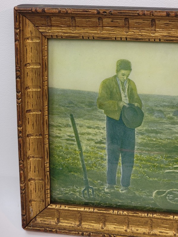 Antique The Angelus Jean Francois Millet Farmers Praying Framed (Concaved) 8x10 gallery