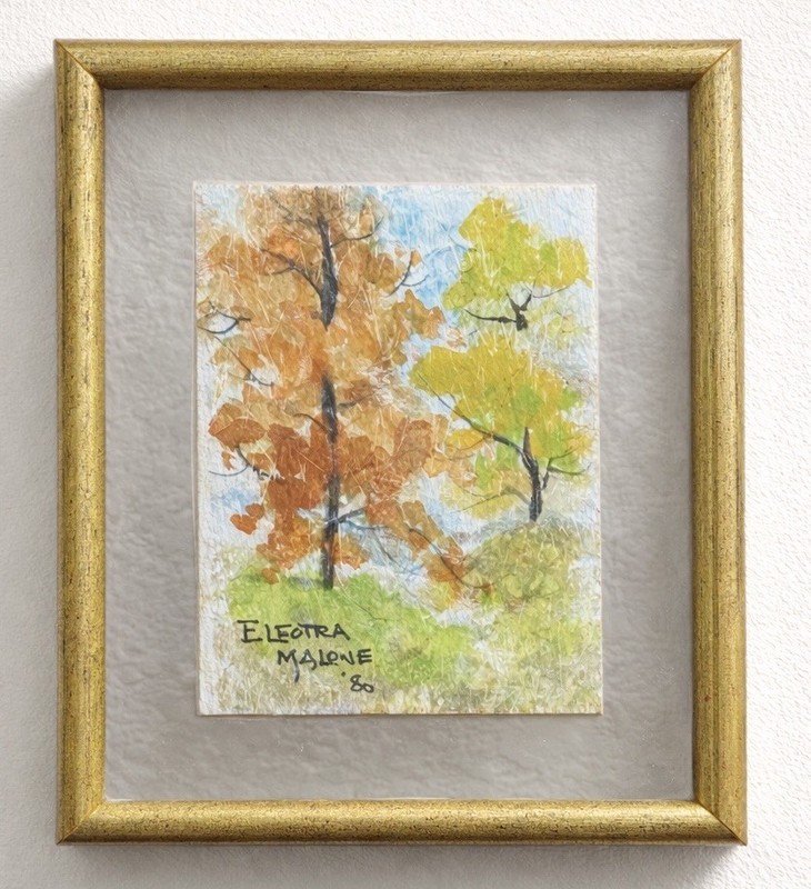 Electra Malone Original Watercolor Painting Signed 1980 Framed Landscape Art VtG
