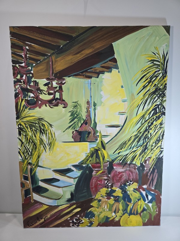 Authentic French Original Painting By Valerie Limozin Interior Design Scene