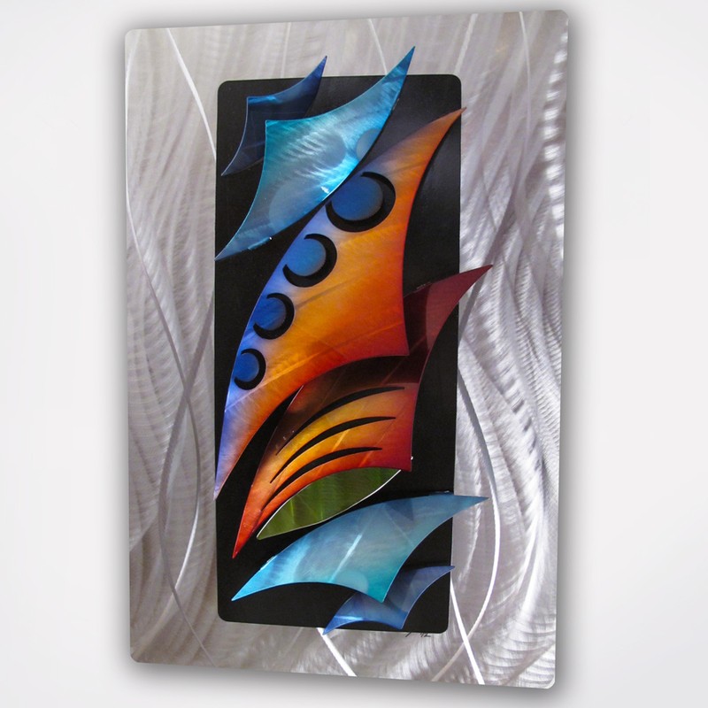 "Aquadelic" Modern 3D Abstract Metal Wall Art Work Painting Sculpture Fish XL