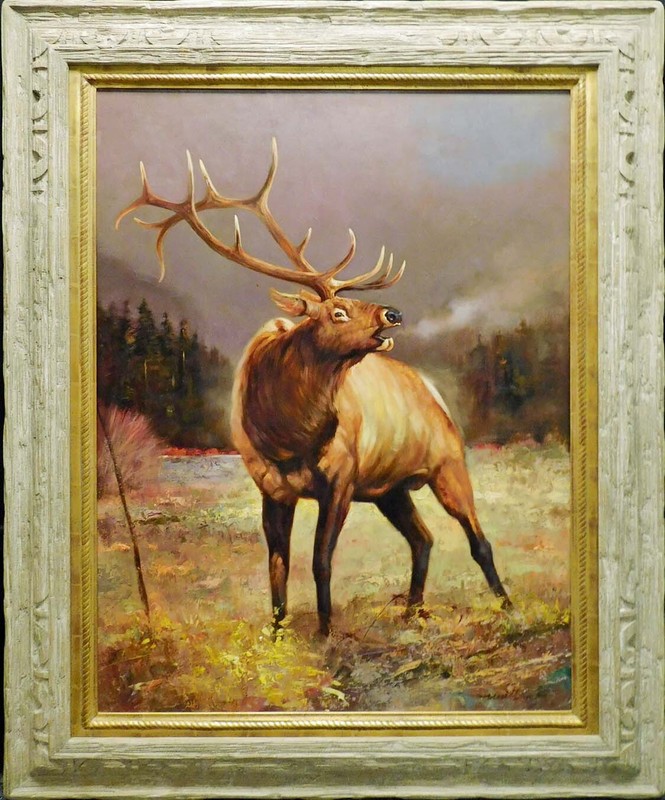 Dave Merrill «Call from the Mist» Original Oil Hand Signed elk Make an Offer