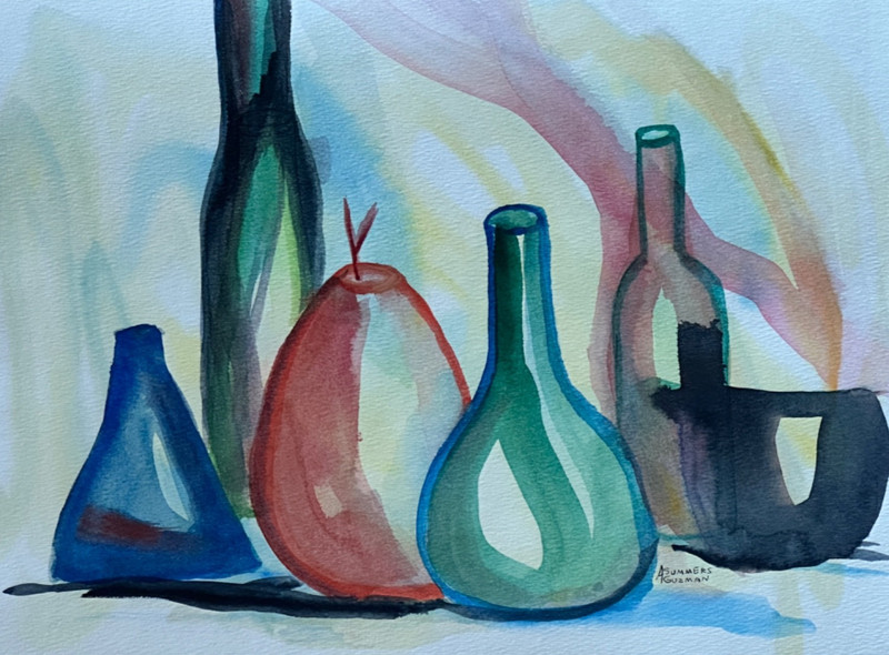 ALICE GUZMAN ORIGINAL WATERCOLOR PAINTING 11″ X 15″ NEW MEXICO ARTIST 1980’S