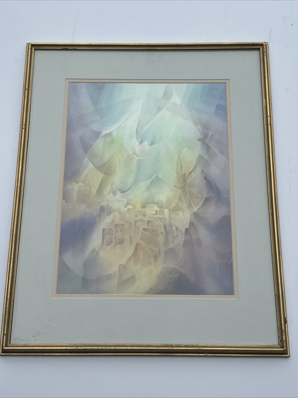 KEN GOLDMAN PAINTING ABSTRACT NATIVE AMERICAN INDIAN TRIBAL CLIFF DWELLER LISTED