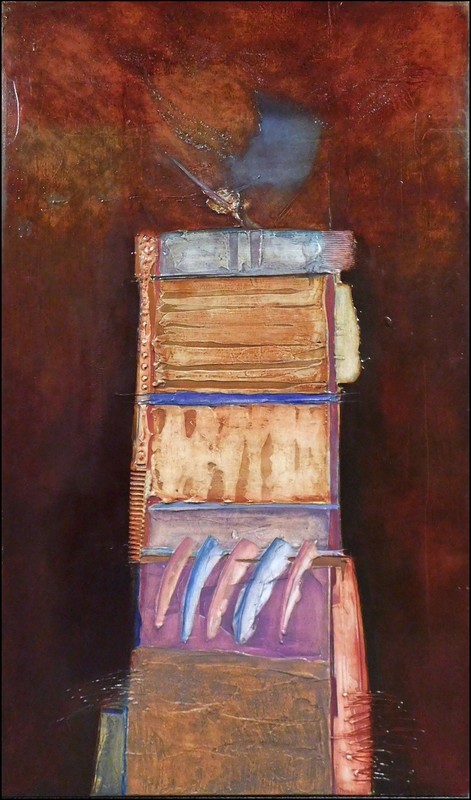Enrico Embroli «Totem Series #88-1» Original Painting on Canvas Hand Signed