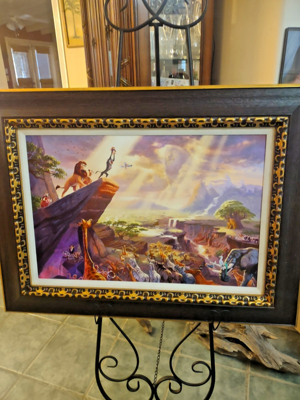 THE LION KING BY THOMAS KINKADE – S/N 18″ X 27″ HAND EMBELLISHED GICLEE CANVAS