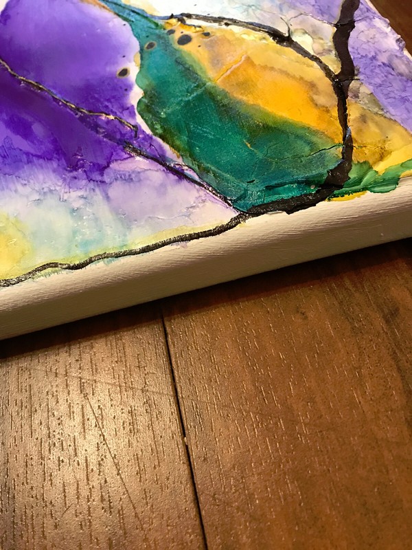 Original painting 10x20" Canvas textured purple gold Abstract by Lynne Kohler gallery
