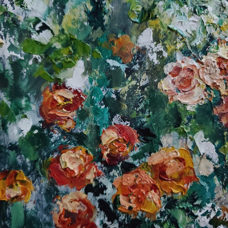 YARY DLUHOS Woman Rose Garden Flower Girl Figure Floral Original Oil Painting gallery
