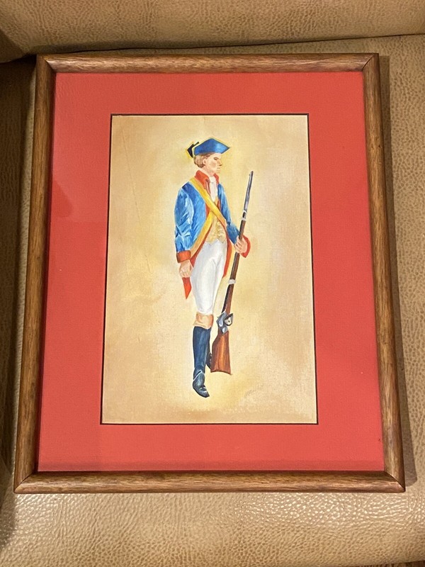 Original Painting of Rev Soldier on Linen, Red Matte, Custom Framed
