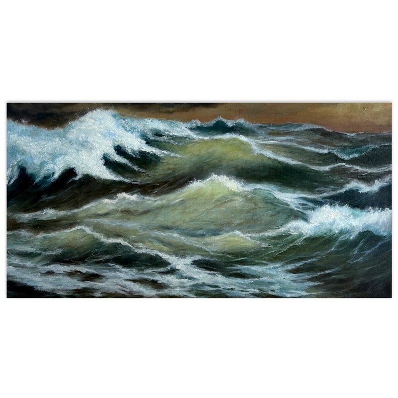 Ocean waves sea marine art seascape wave art beach Oil original painting