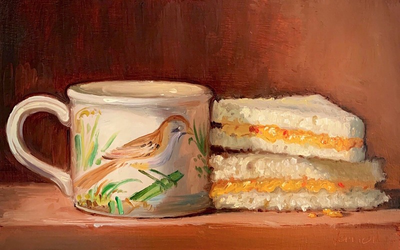 “Tea & Pimento Cheese” NOAH VERRIER Still life oil painting, Signed art print
