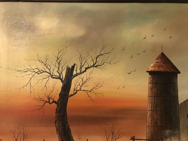 Artist Signed Everett Woodson Fredrix Framed Old Barn Oil Painting 42”x 30”x2” gallery