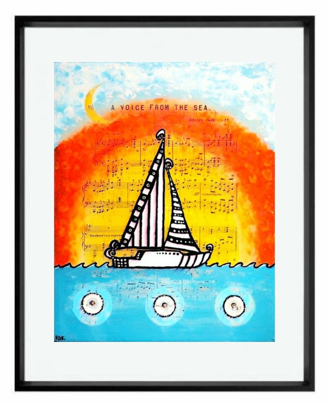 Voice From The Sea 11×14″ Matted Art Print Sunset Sailing Sailboat Boat Music