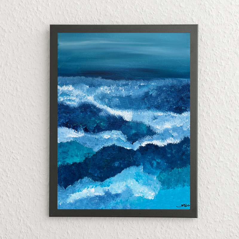 Abstract Impressionism Living Room Wall Art 12×16 Canvas – Waves