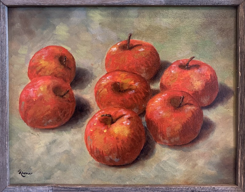Seven Red Apples, Original Oil Painting, Texas Still-Life Art, USA, Rhome
