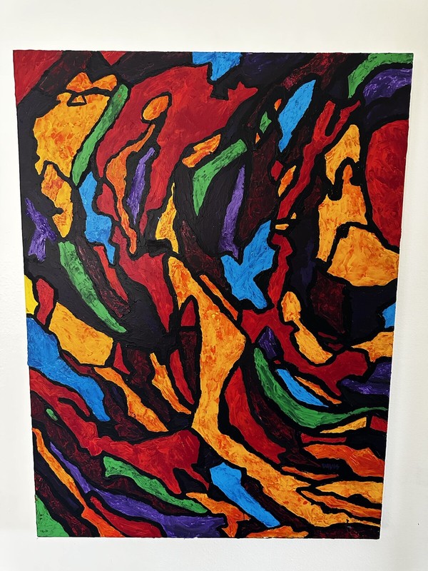 30×40 inch «Johnny Davis Abstract Acrylic on Canvas Painting – Original Artwork»