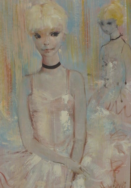 Mid Century Impressionist Oil Painting Young Girls Ballet Dancer Ballerinas gallery