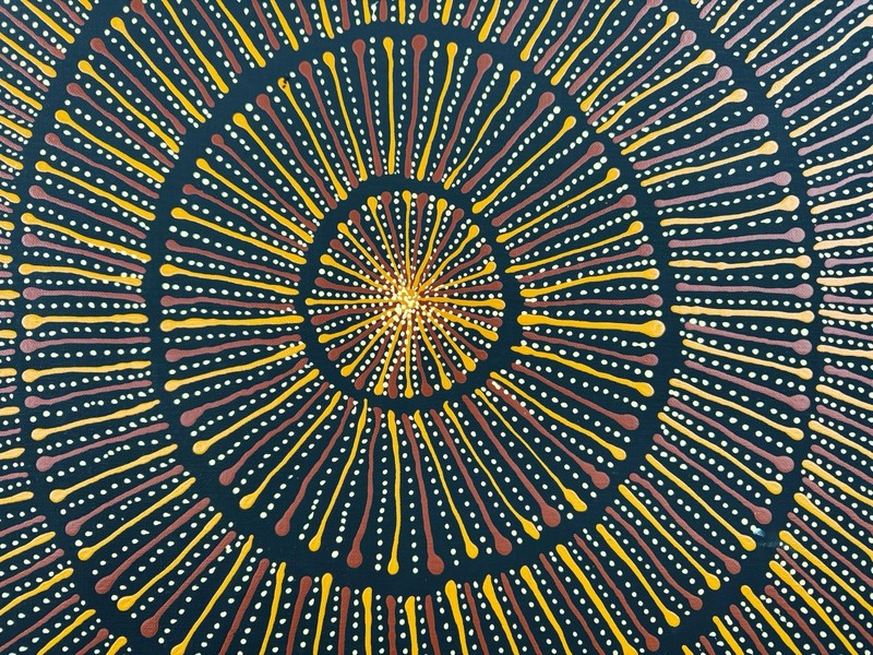 Mary Rumble Pitjara.Highly Collectable Aboriginal Art. Incl COA and photo's gallery