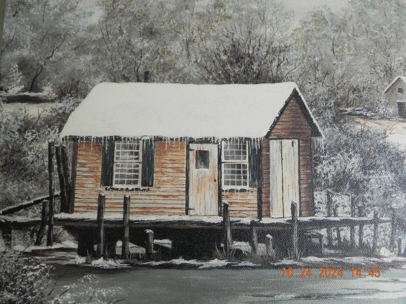 Acrylic / Giclee Winter on the North Fork of Long Island on Canvas Framed Signed gallery