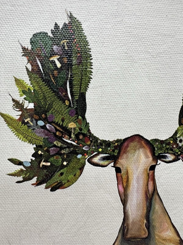 Greenbox Art - Eli Halpin Canvas Painting “King Of The Forest” Moose 6x6” Framed gallery
