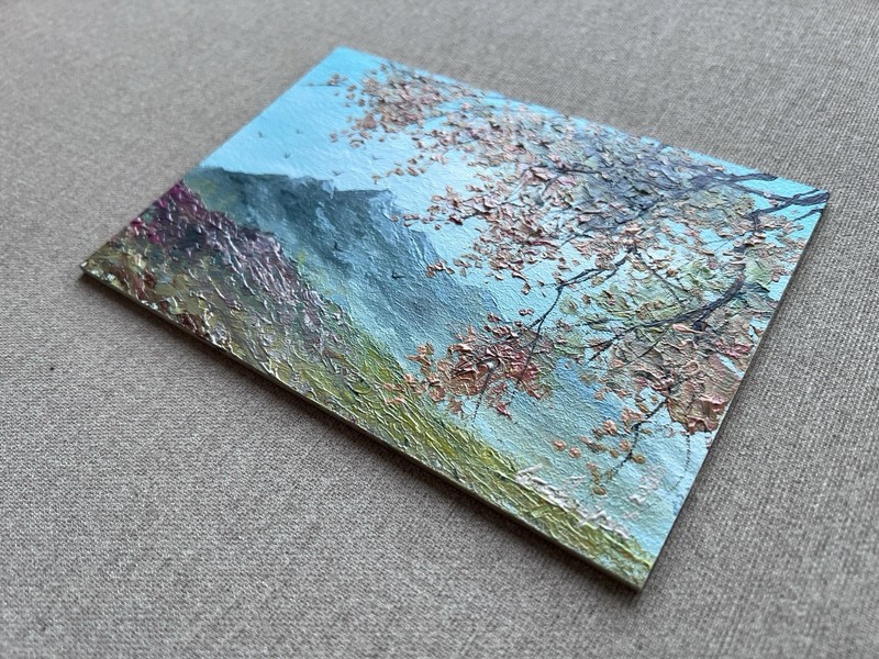 Original Mountain Landscape Oil Painting, Small Alpine Wall Art, Impressionist gallery